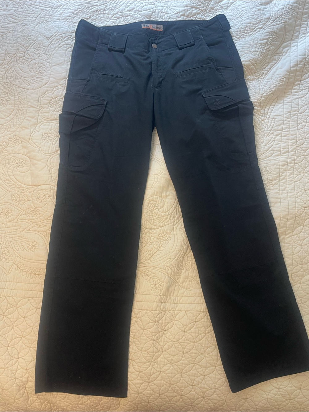 5.11 Tactical Black Cargo Pants with Logo Waistband Size 12